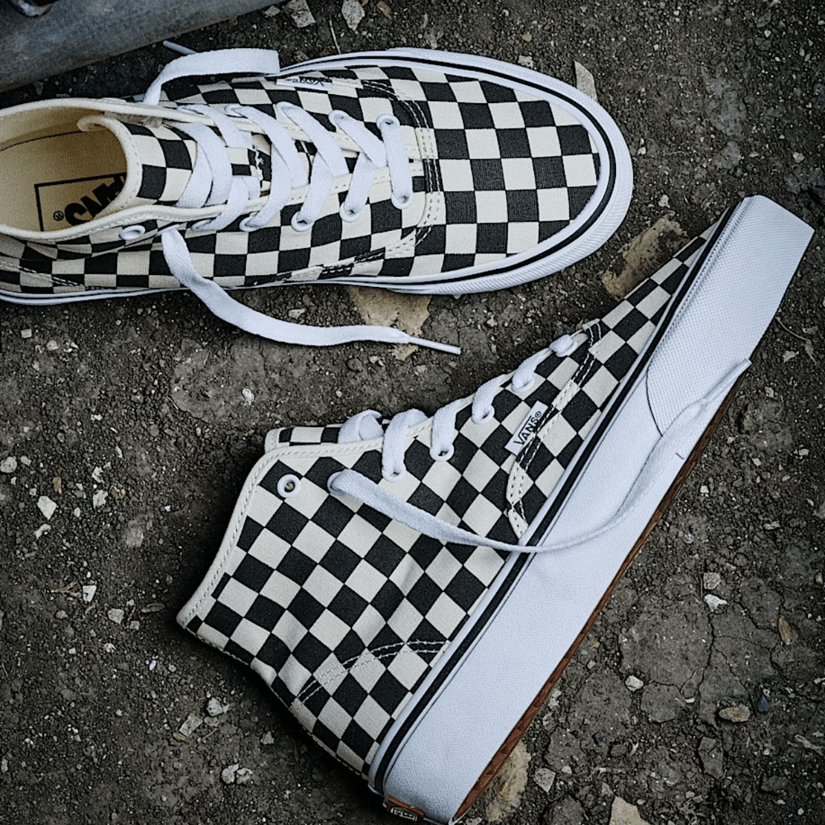 Vans Women's Authentic Hi 2.0 in Checkerboard Black/True White - Getoutside Shoes