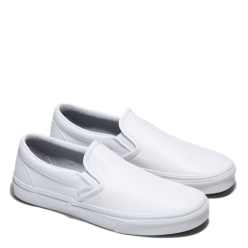 Vans Women's Classic Slip-On Tumble Leather in White - Getoutside Shoes