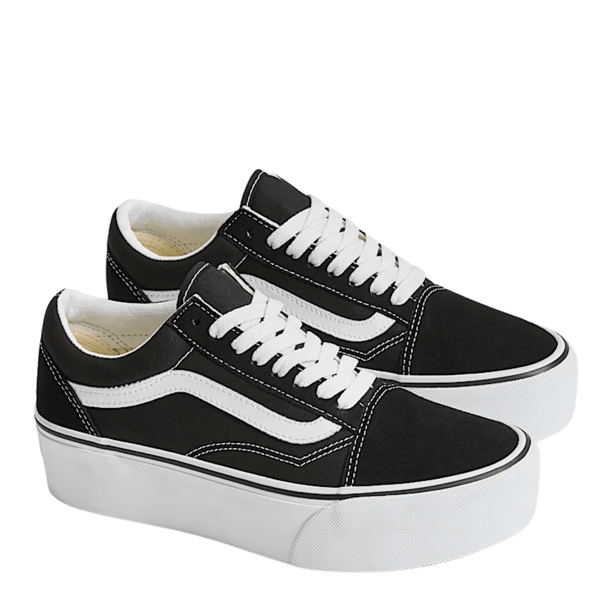 Vans Women's Old Skool Stackform in Suede/Canvas Black/True White - Getoutside Shoes