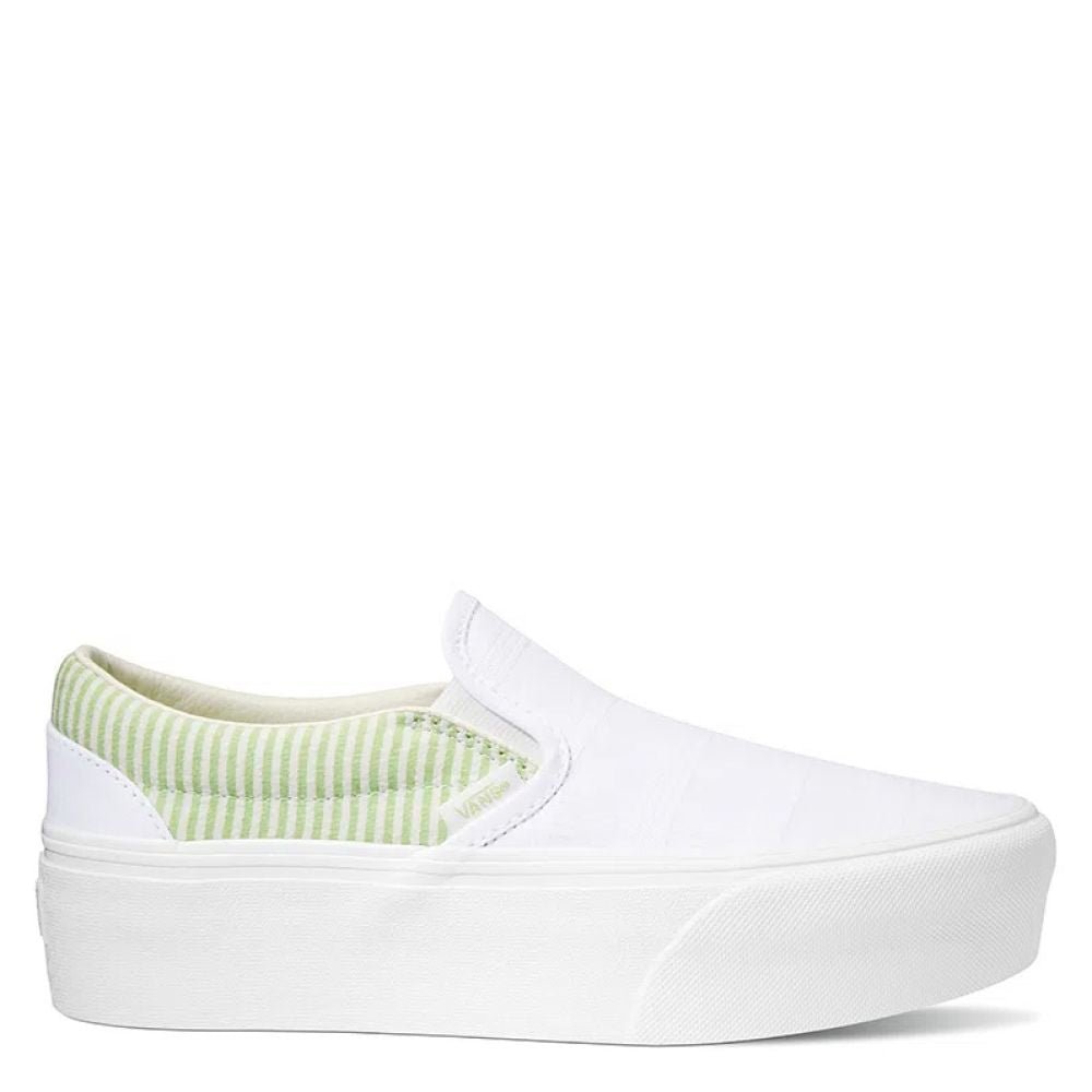 Vans Women's Slip-On Stackform in Green/True White - Getoutside Shoes