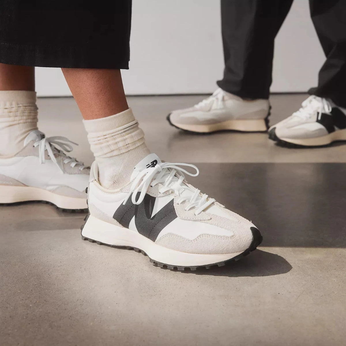 New Balance Women's 327 in Sea Salt with White and Black