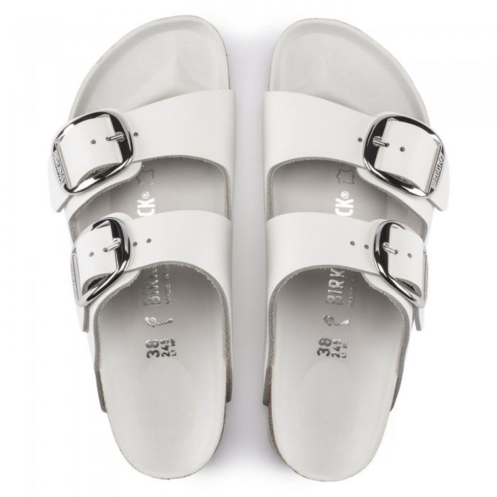 Birkenstock Women&#39;s Arizona Big Buckle Leather in White (Narrow Width)