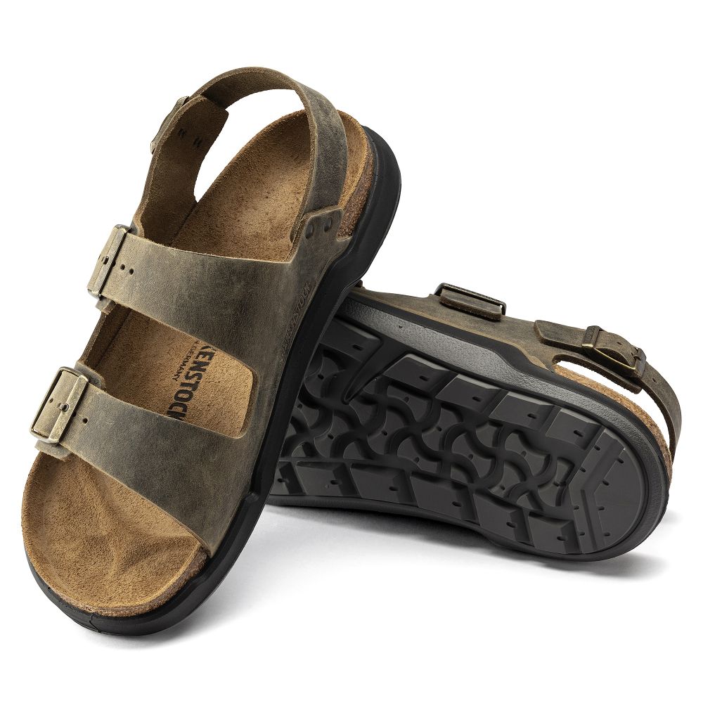 Birkenstock Men's Milano CT Oiled Leather in Faded Khaki