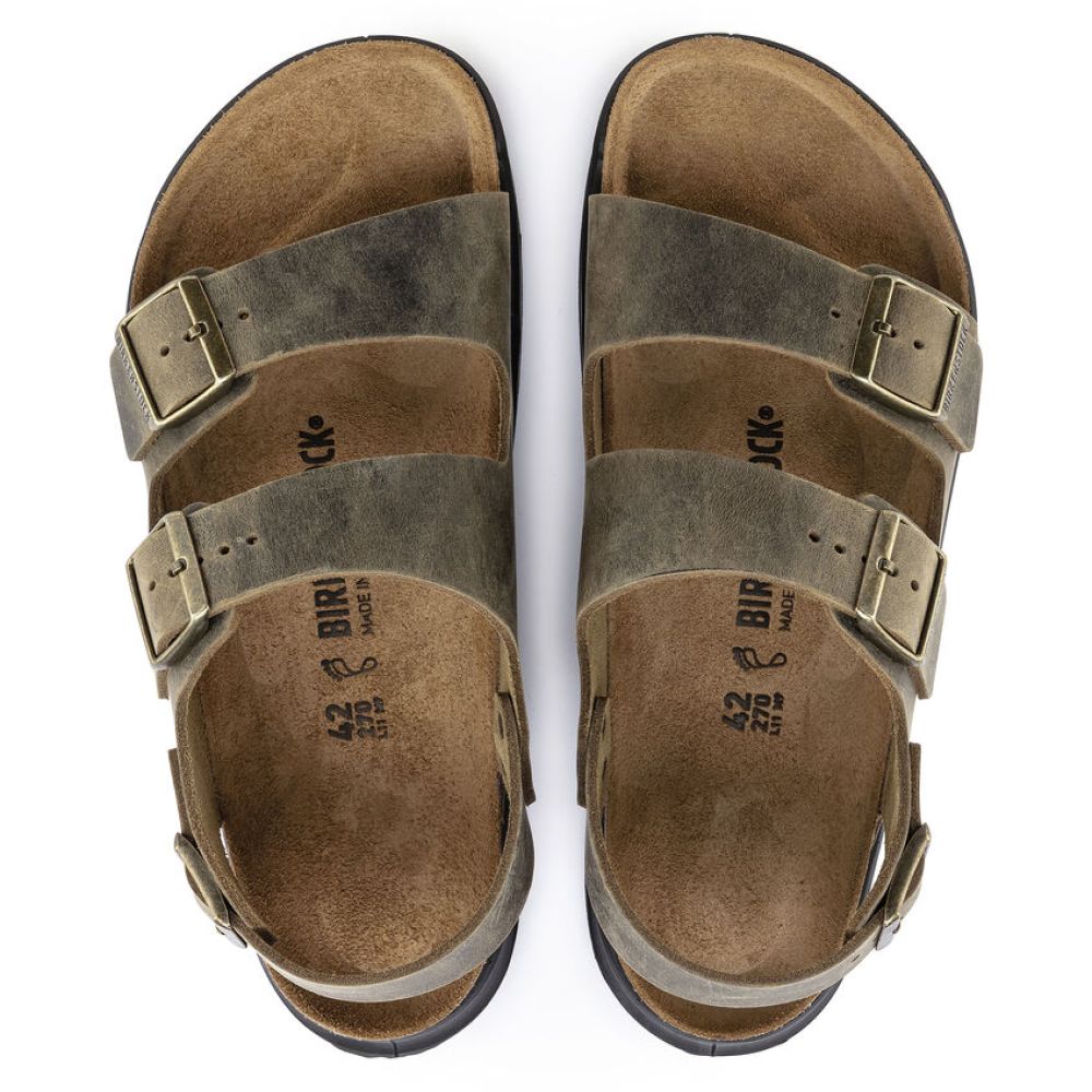 Birkenstock Men&#39;s Milano CT Oiled Leather in Faded Khaki