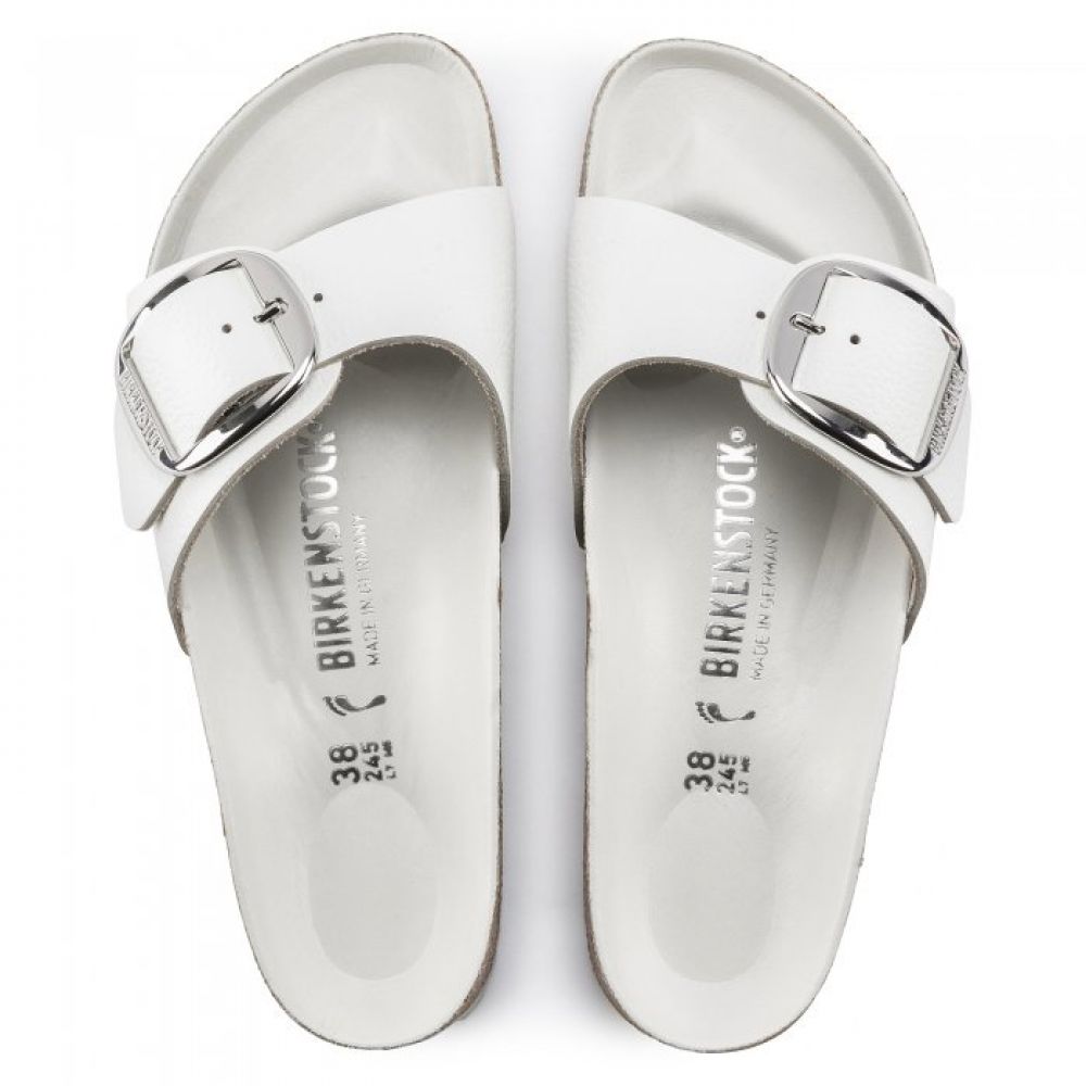 Birkenstock Women&#39;s Madrid Big Buckle Leather in White (Narrow Width)