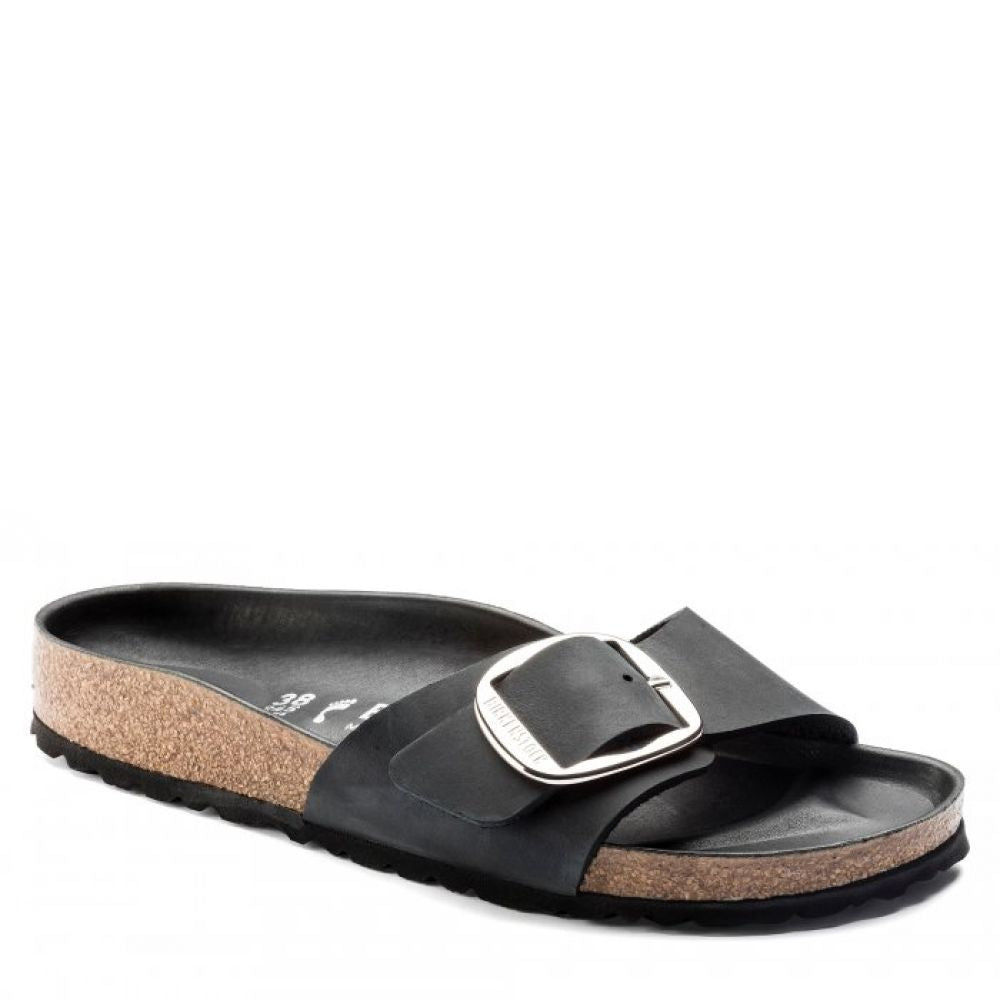 Birkenstock Women&#39;s Madrid Big Buckle Oiled Leather in Black