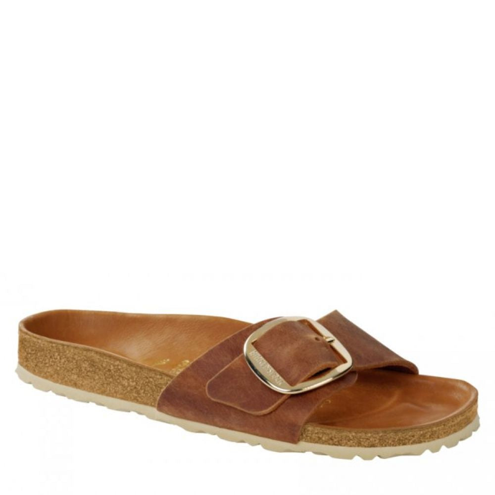 Birkenstock Women&#39;s Madrid Big Buckle Oiled Leather in Cognac (Narrow Width)