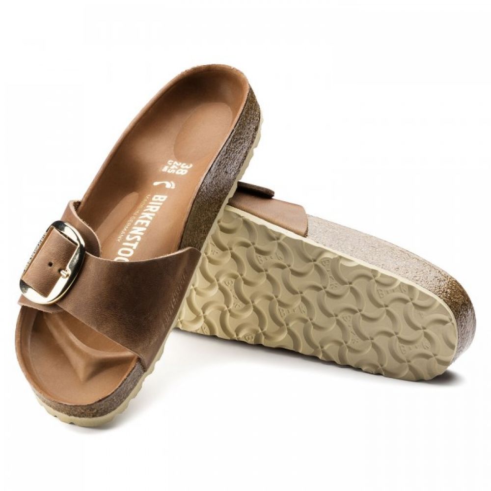 Birkenstock Women's Madrid Big Buckle Oiled Leather in Cognac