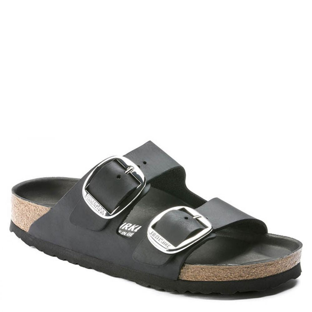 Birkenstock Women&#39;s Arizona Big Buckle Oiled Leather in Black (Narrow Width)