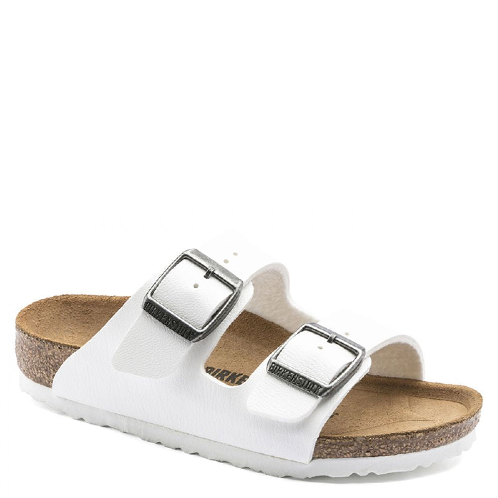 Birkenstock Kids Arizona Birko-Flor in White (Narrow Width)