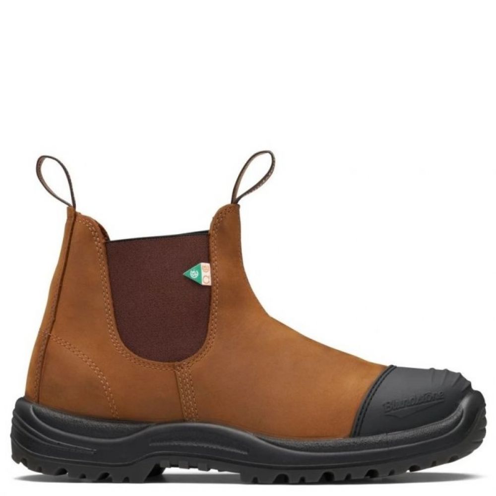 Blundstone Work &amp; Safety Boot Rubber Toe Cap 169 in Saddle Brown