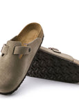 Birkenstock Men's Boston Softbed Suede Leather in Taupe