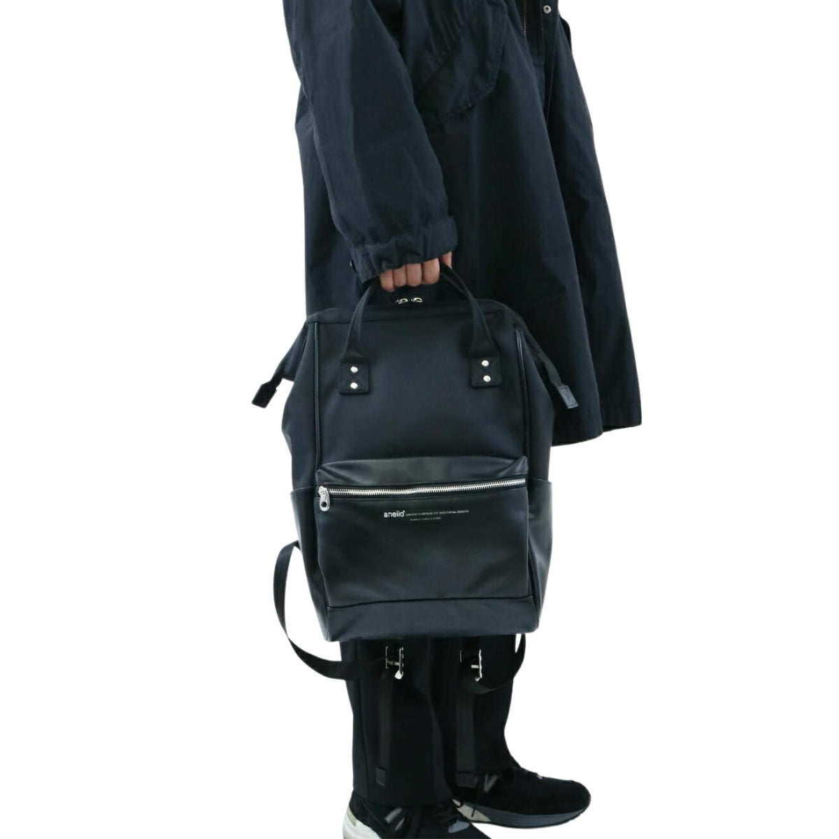 Anello Premium Clasp Backpack Regular in Black