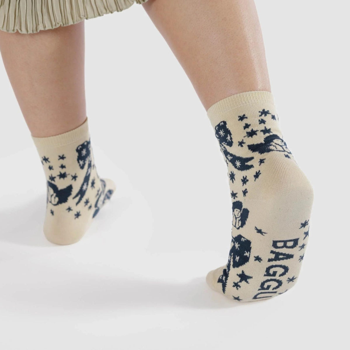 Baggu Crew Sock in Cherub Bows