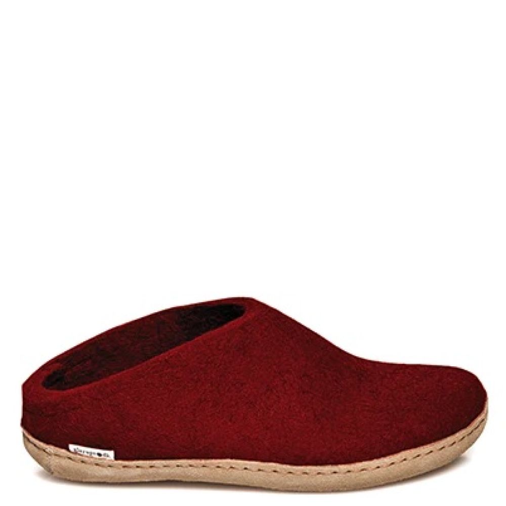 Glerups Women’s Open Heel Leather Sole in Red
