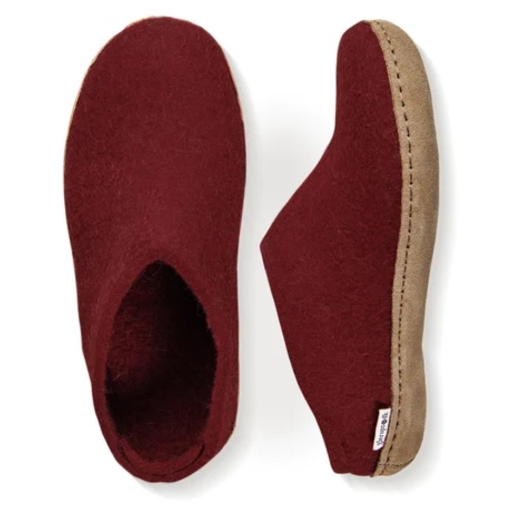 Glerups Women’s Open Heel Leather Sole in Red