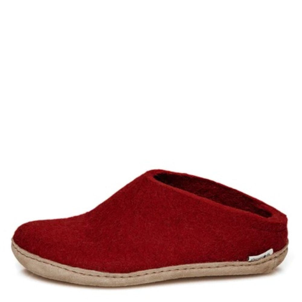Glerups Women’s Open Heel Leather Sole in Red