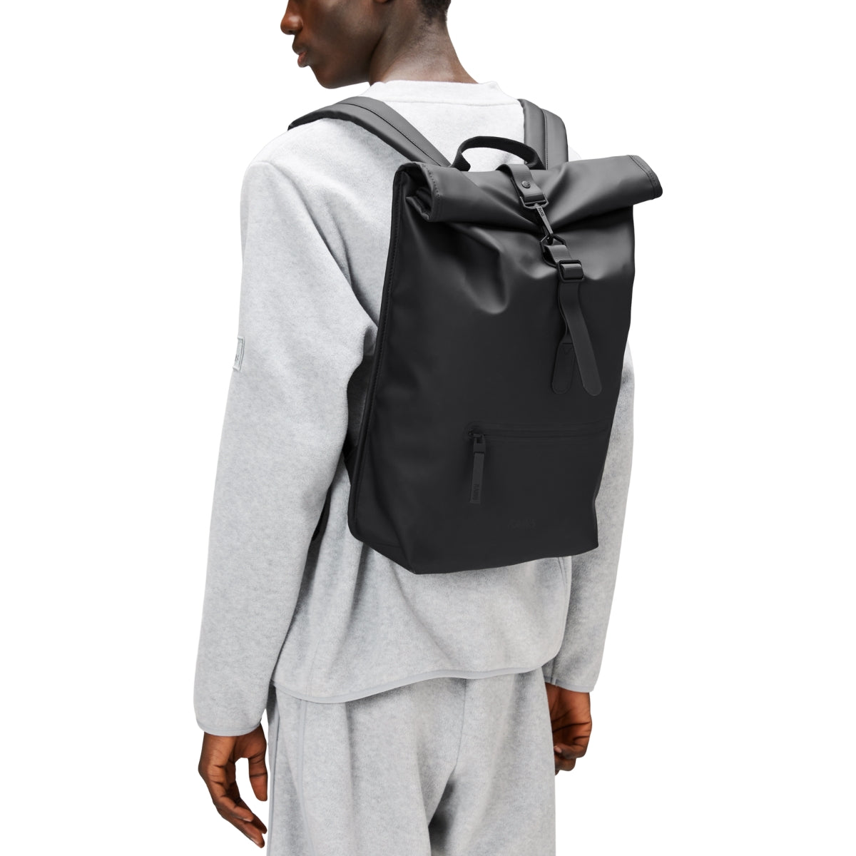 Rains Rolltop Rucksack in Black