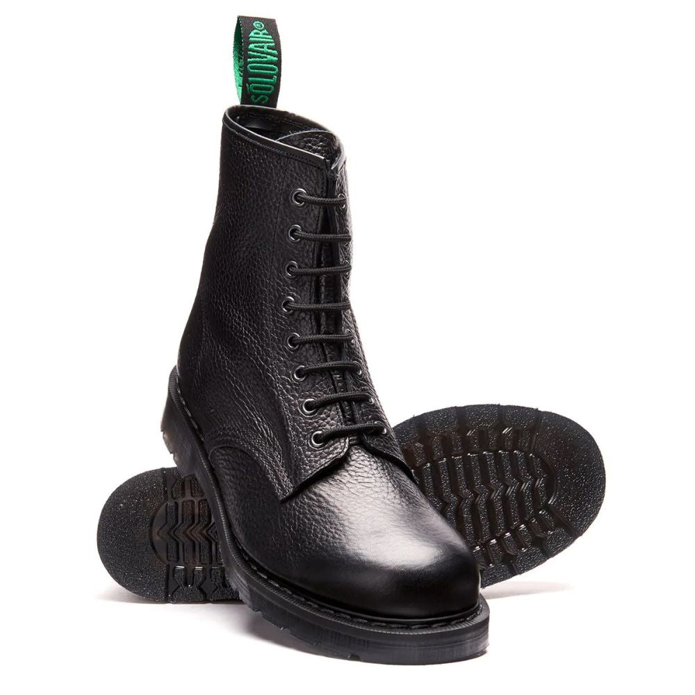 Solovair 8 Eye Derby Boot in Black Grain