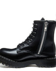 Solovair 8 Eye Zip Platform Derby Boot in Black Hi-Shine