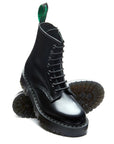 Solovair 8 Eye Zip Platform Derby Boot in Black Hi-Shine