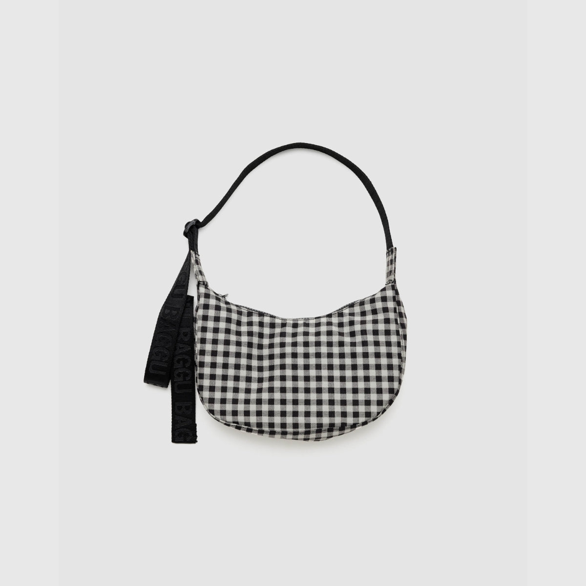 Baggu Small Nylon Crescent Bag in Black &amp; White Gingham