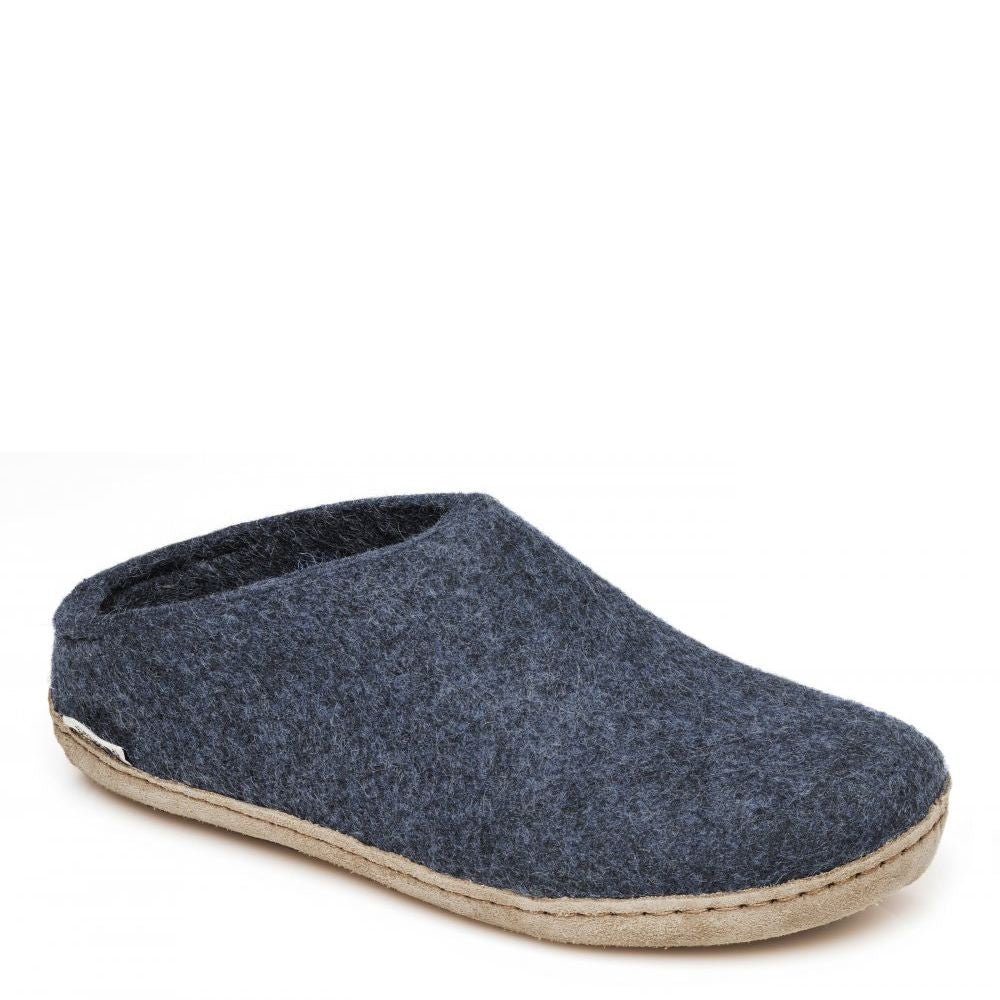 Glerups Open Heel Leather Sole in Denim