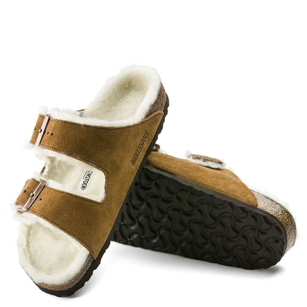 Birkenstock Arizona Shearling in Mink - Getoutside Shoes