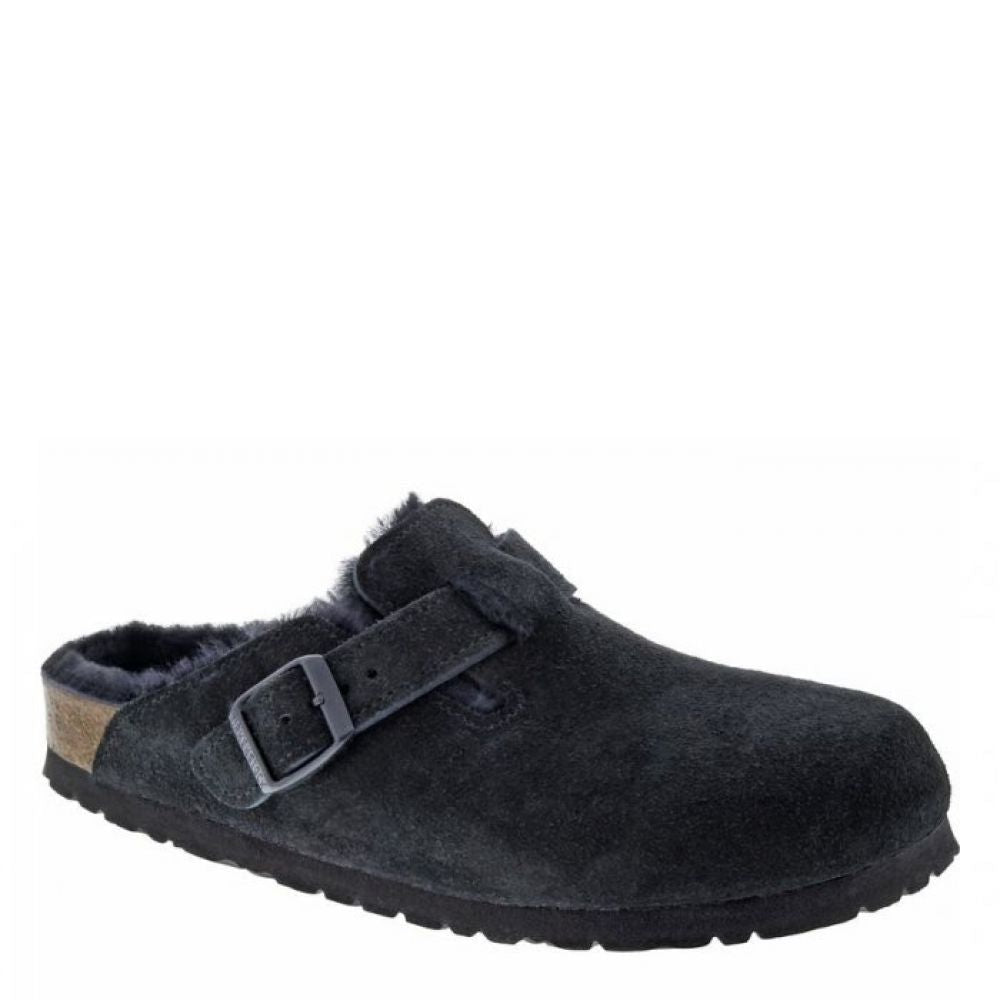 Birkenstock Boston Shearling Suede Leather in Black - Getoutside Shoes