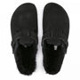 Birkenstock Boston Shearling Suede Leather in Black - Getoutside Shoes