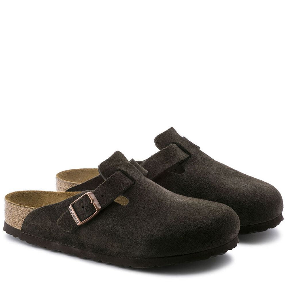 Birkenstock Boston Softbed Suede Leather in Mocha - Getoutside Shoes