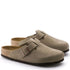 Birkenstock Boston Softbed Suede Leather in Taupe - Getoutside Shoes