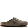 Birkenstock Boston Softbed Suede Leather in Taupe - Getoutside Shoes