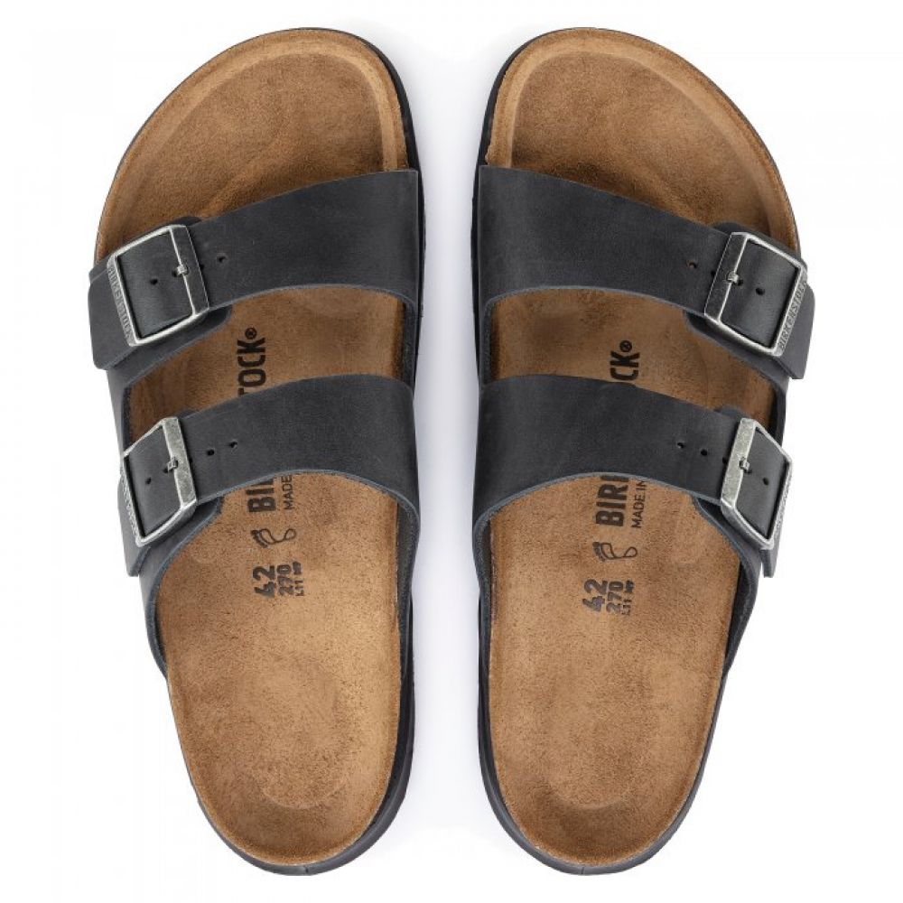Birkenstock Men's Arizona Cross Town Oiled Leather in Black - Getoutside Shoes