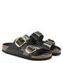 Birkenstock Women's Arizona Big Buckle Natural Leather Patent in High Shine Black - Getoutside Shoes