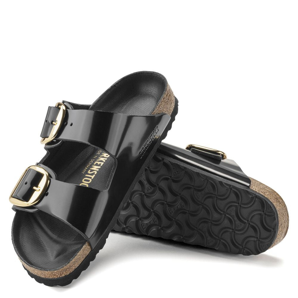 Birkenstock Women's Arizona Big Buckle Natural Leather Patent in High Shine Black - Getoutside Shoes