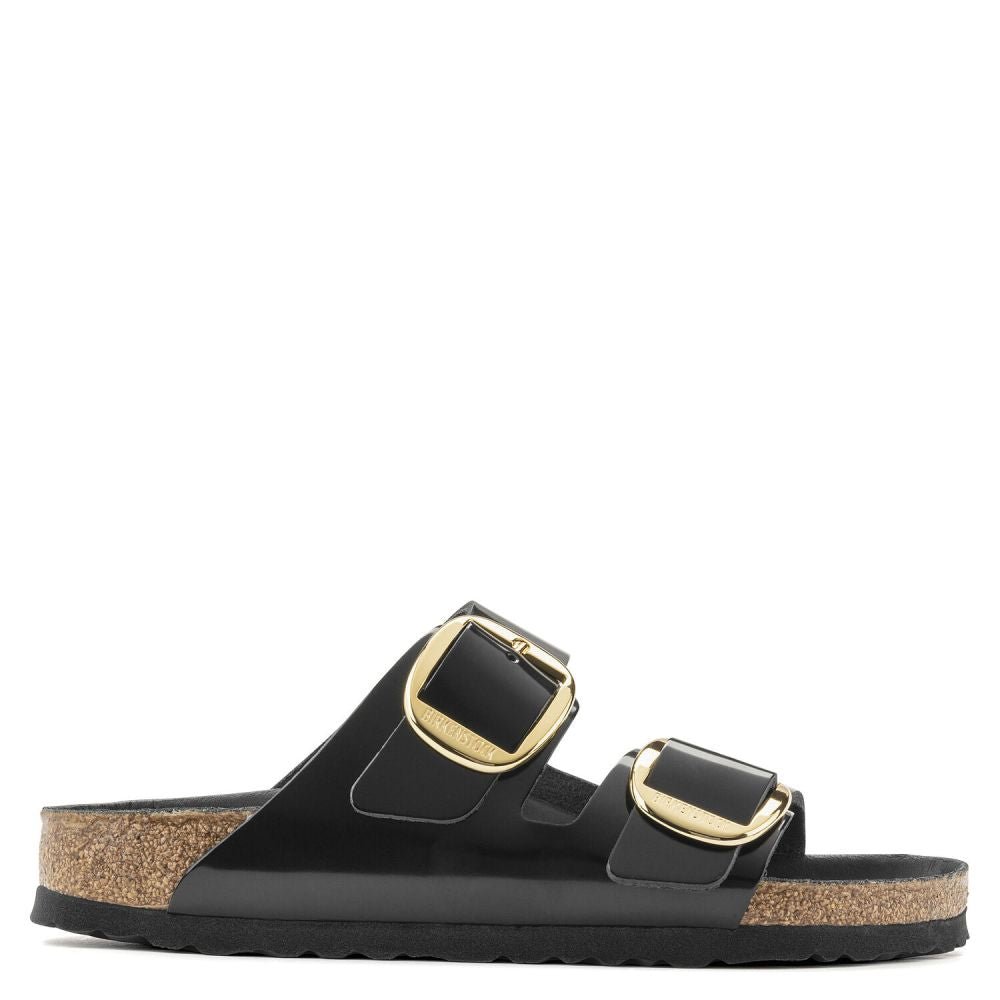 Birkenstock Women's Arizona Big Buckle Natural Leather Patent in High Shine Black - Getoutside Shoes