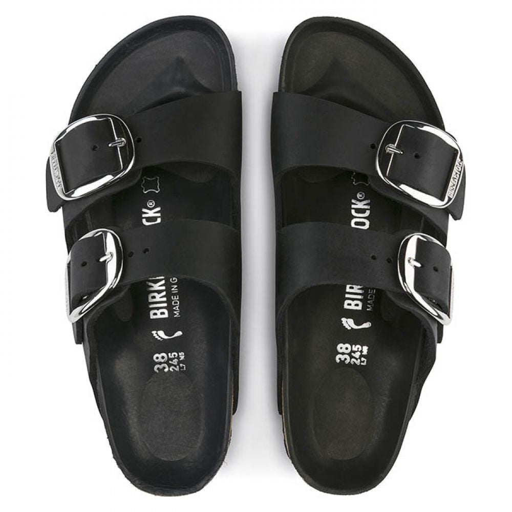 Birkenstock Women's Arizona Big Buckle Oiled Leather in Black - Getoutside Shoes