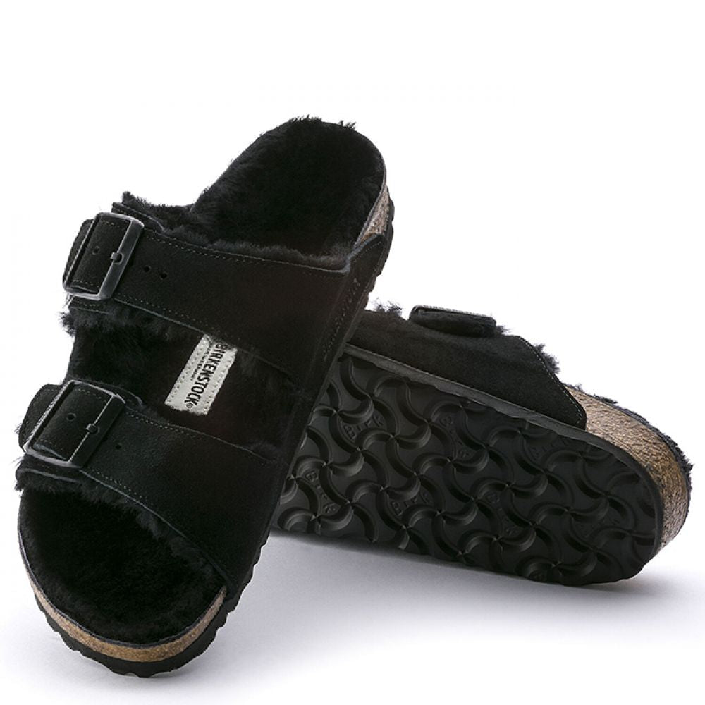 Birkenstock Women's Arizona Shearling in Black - Getoutside Shoes