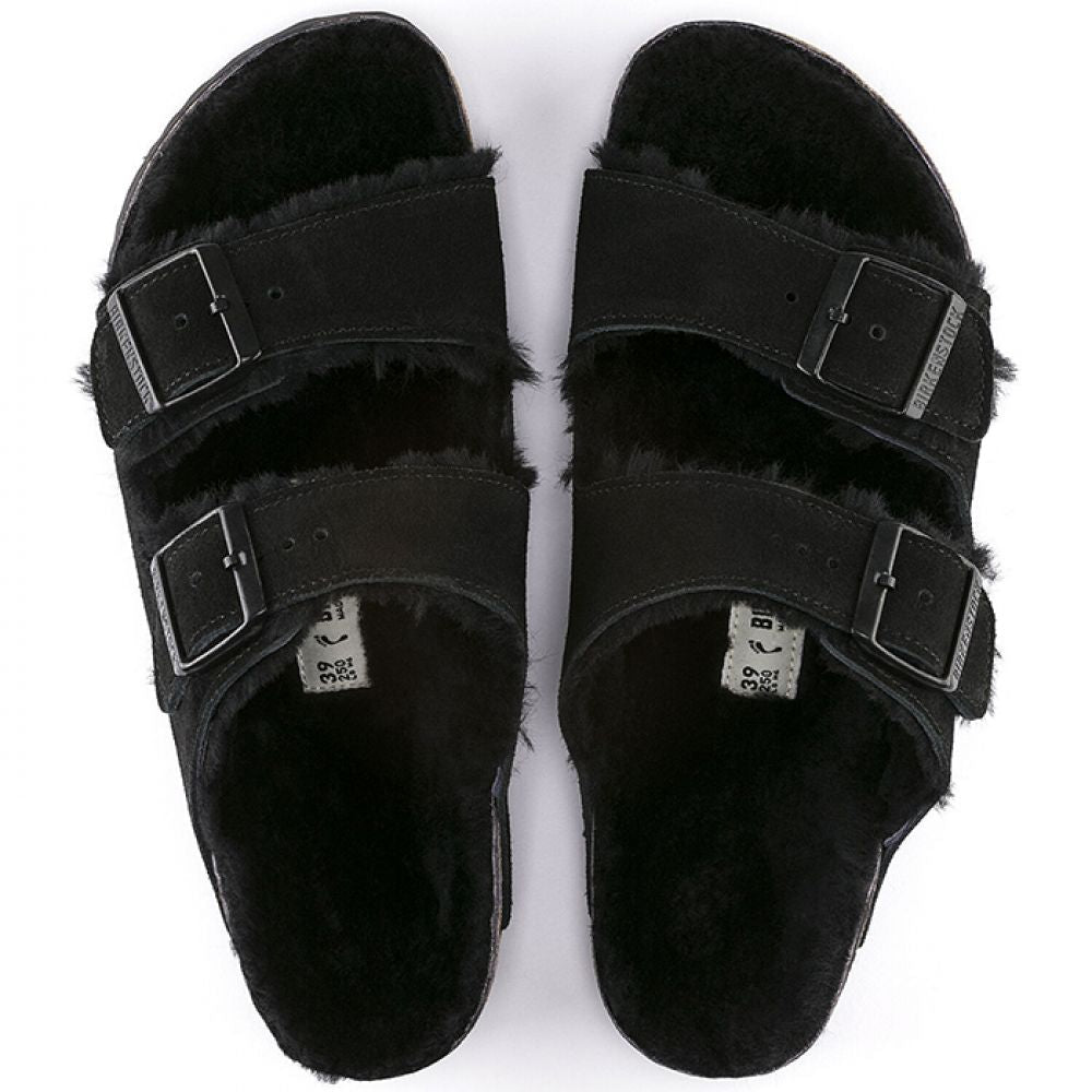 Birkenstock Women's Arizona Shearling in Black - Getoutside Shoes