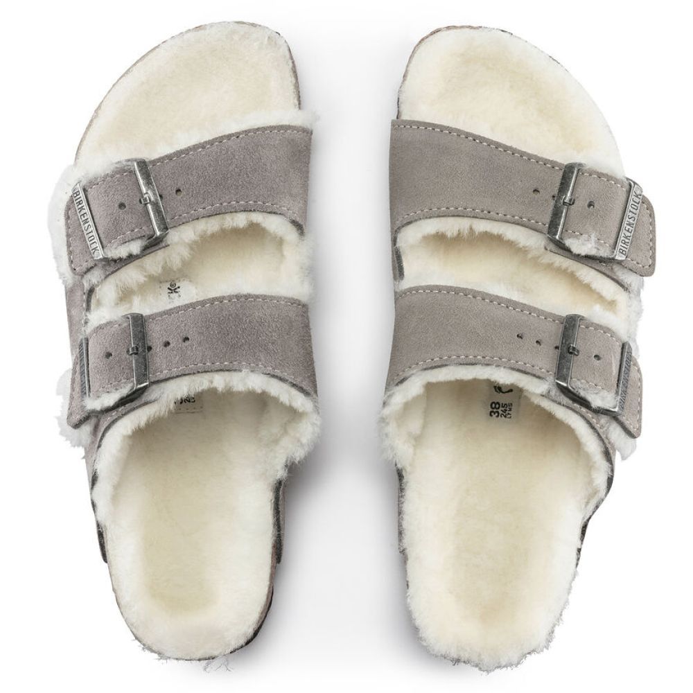 Birkenstock Women's Arizona Shearling in Stone Coin - Getoutside Shoes
