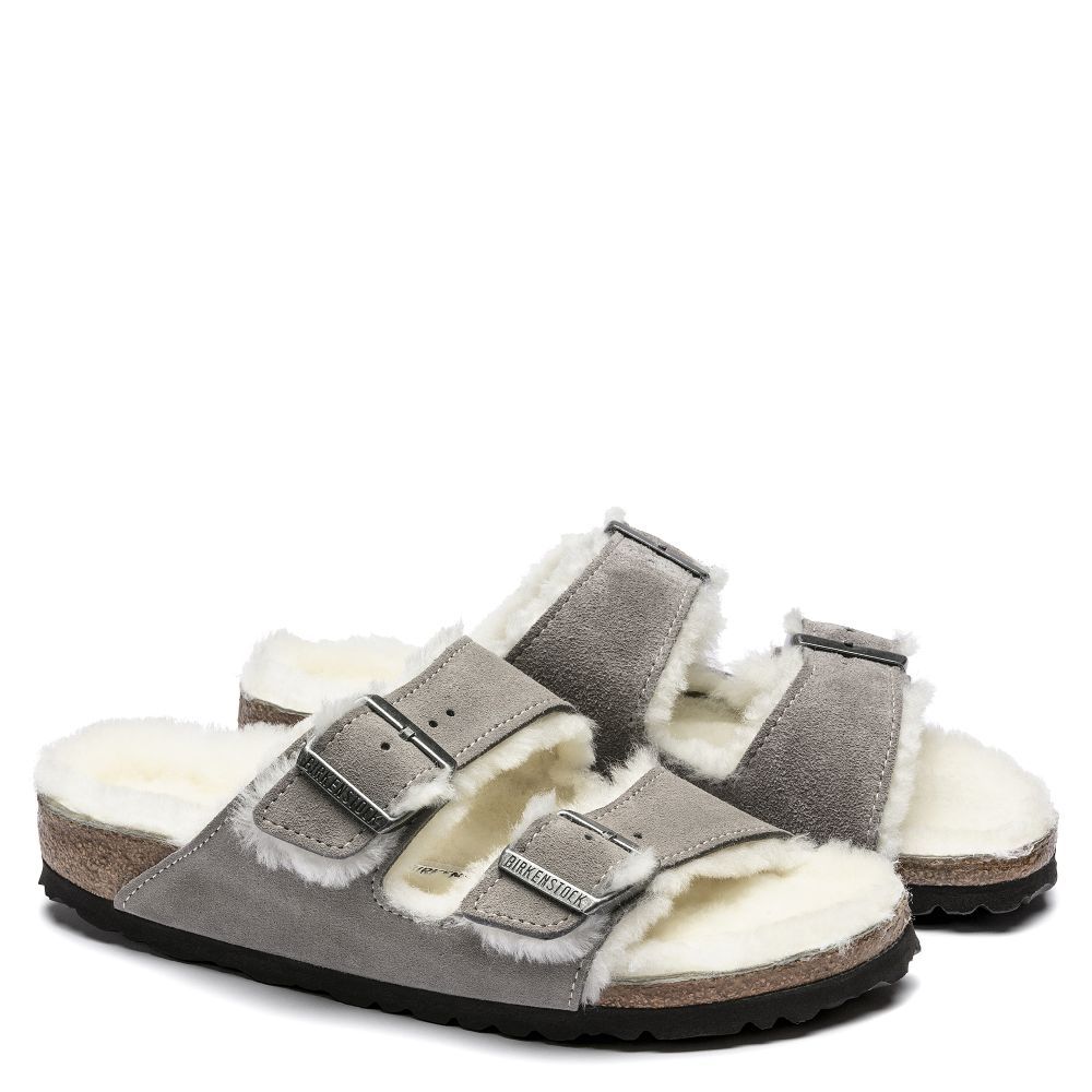 Birkenstock Women's Arizona Shearling in Stone Coin - Getoutside Shoes