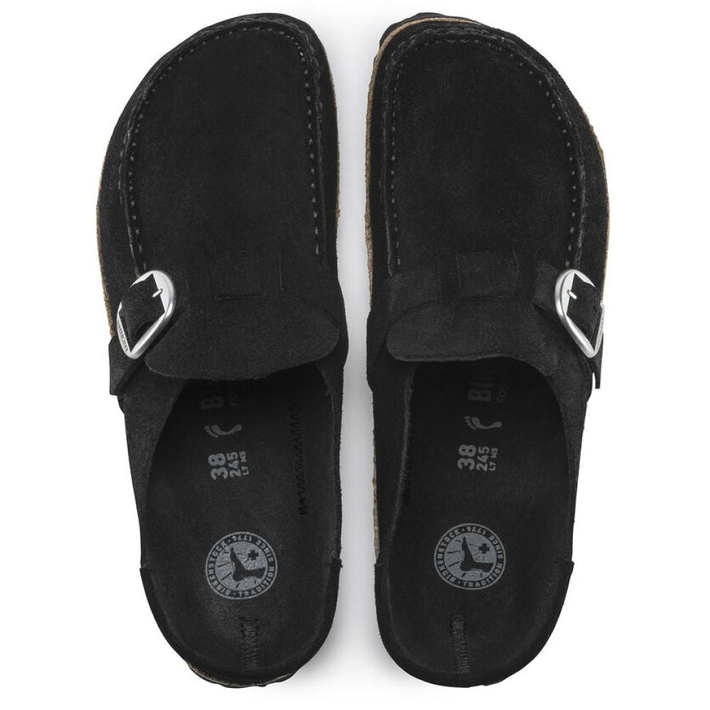 Birkenstock Women's Buckley Suede Leather in Black - Getoutside Shoes