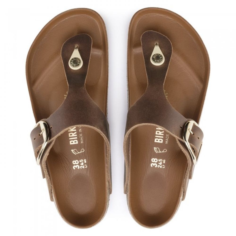 Birkenstock Women's Gizeh Big Buckle Leather in Cognac - Getoutside Shoes