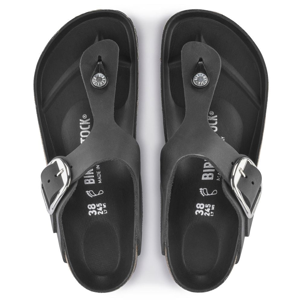 Birkenstock Women's Gizeh Big Buckle Oiled Leather in Black - Getoutside Shoes