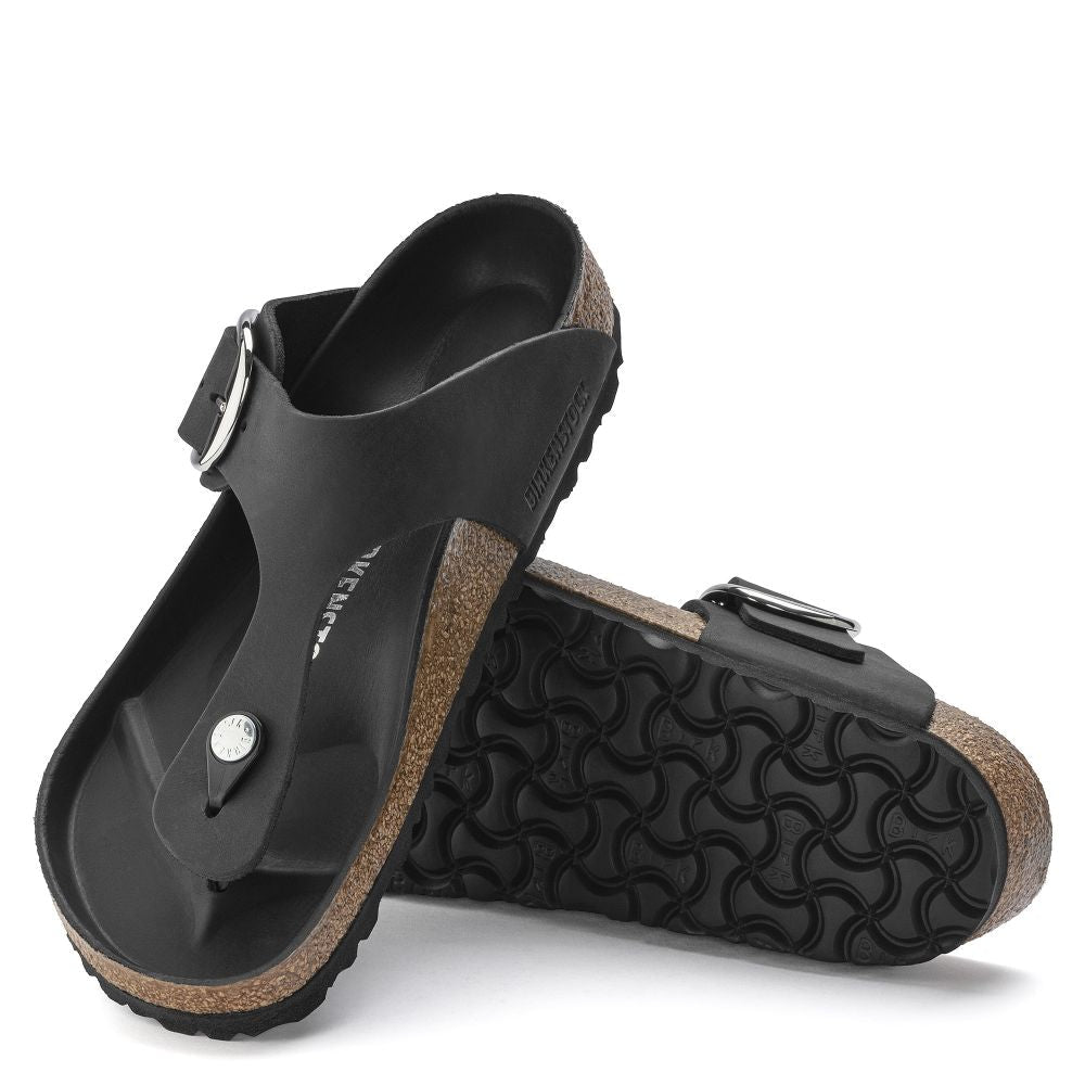 Birkenstock Women's Gizeh Big Buckle Oiled Leather in Black - Getoutside Shoes