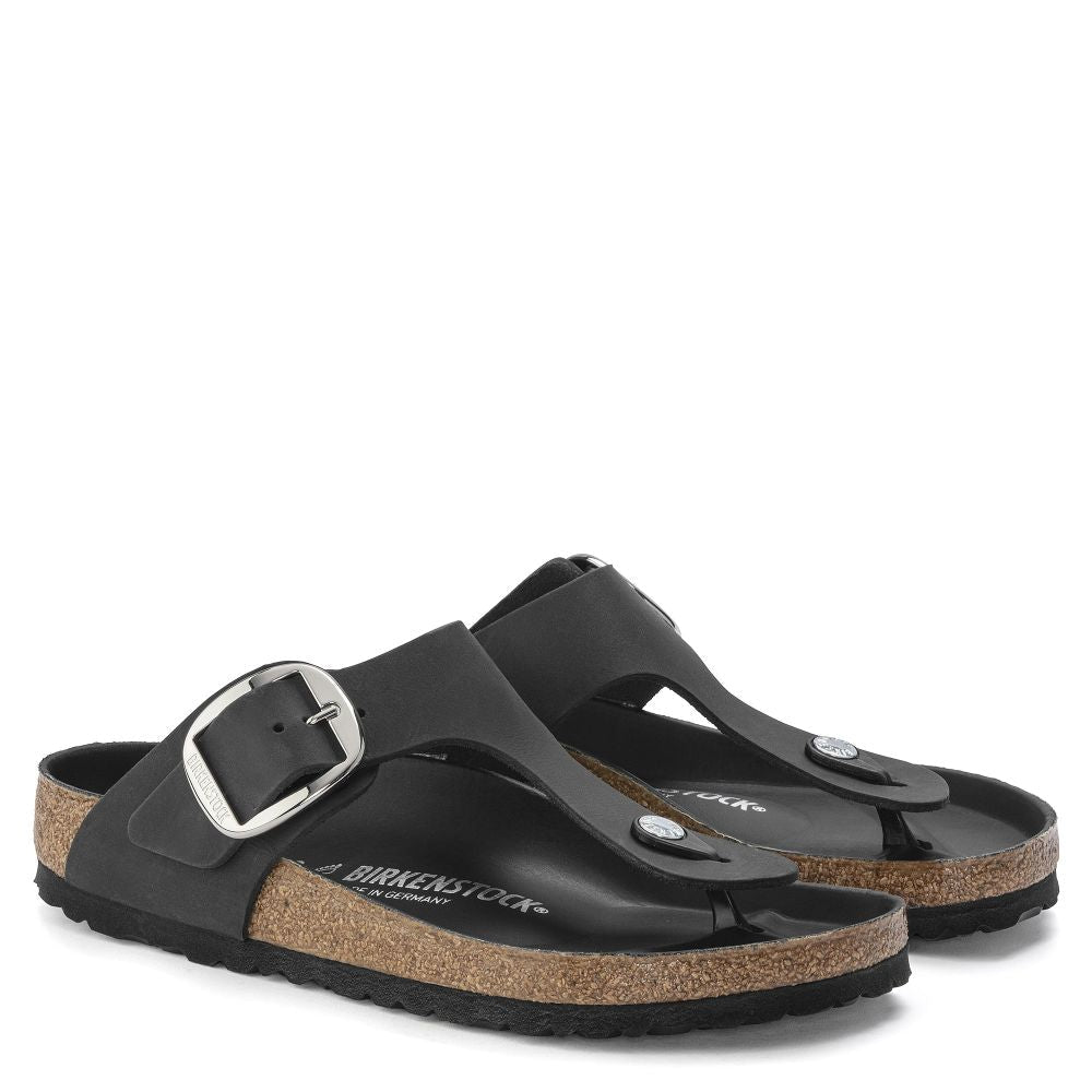 Birkenstock Women's Gizeh Big Buckle Oiled Leather in Black - Getoutside Shoes