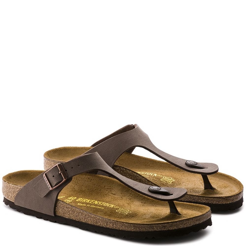 Birkenstock Women's Gizeh Birko-Flor Nubuck in Mocha - Getoutside Shoes
