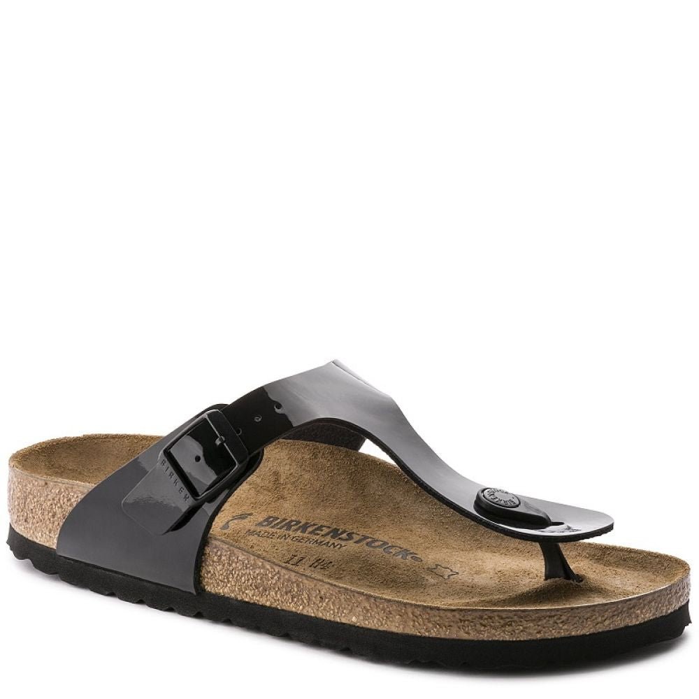 Birkenstock Women's Gizeh Birko-Flor Patent in Black - Getoutside Shoes