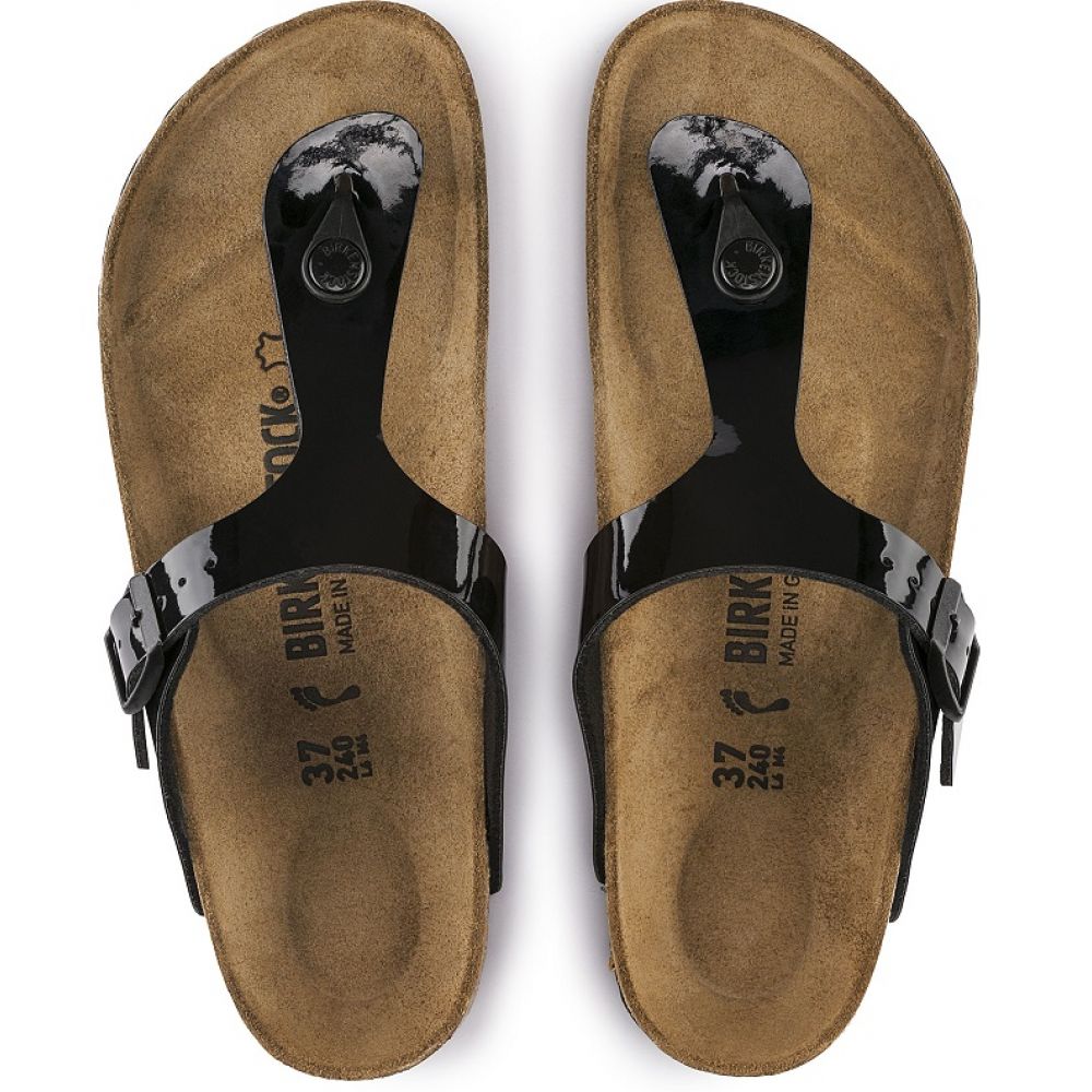 Birkenstock Women's Gizeh Birko-Flor Patent in Black - Getoutside Shoes